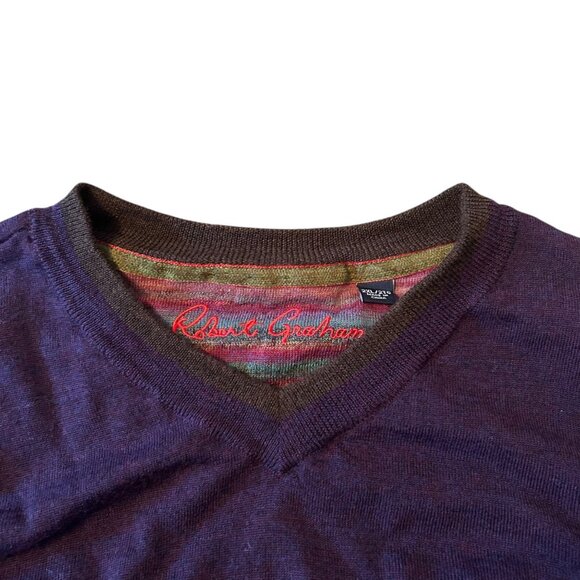 Robert Graham 100% Wool Classic Preppy V-Neck Sweater 2XL - Picture 4 of 5